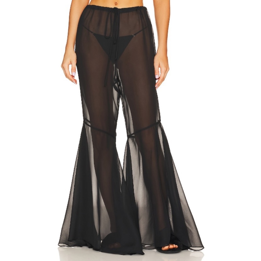 BUMPSUIT The Chiffon Flare Pant (Sz S) Maternity Sheer Black - Picture 2 of 14